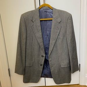 Hickey Freeman Plaid Grey/Light Blue Two Button Jacket